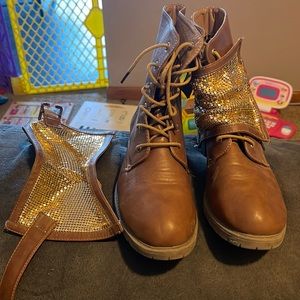 Ankle Boots with Removable Gold Cover